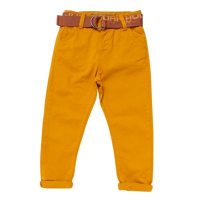 Boys Mustard Canvas Belted Chino Trousers