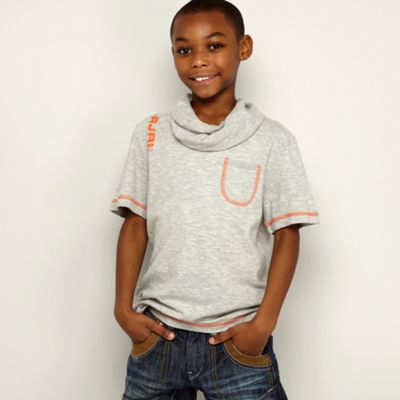 Boys grey cowl neck t-shirt