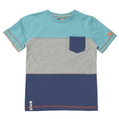 Boys blue stitched panelling t-shirt