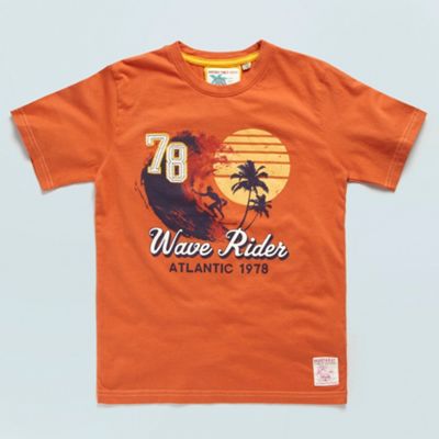 Boys orange surfing motif t-shirt