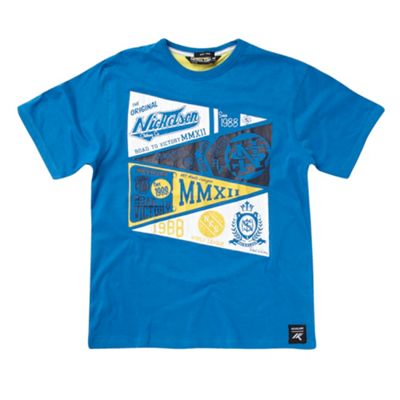 Boys printed blue crew neck t-shirt