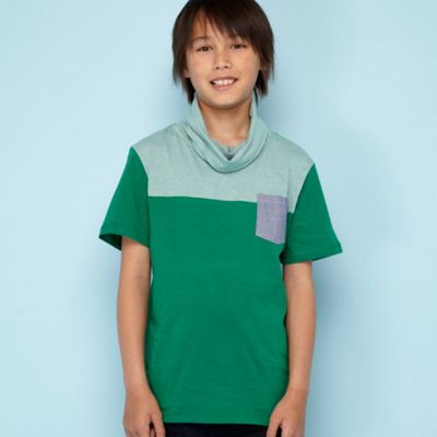 Boys green cowl neck t-shirt