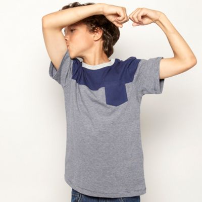 Boys navy striped crew neck t-shirt