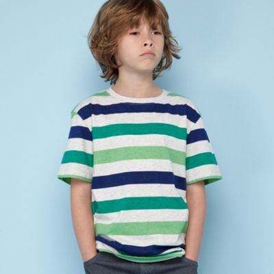 bluezoo Boys green block striped t-shirt