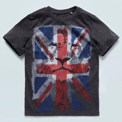 bluezoo Boys dark grey sketched Union Jack printed t-shirt