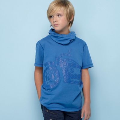 Rocha.John Rocha Boys blue motorbike printed cowl neck t-shirt