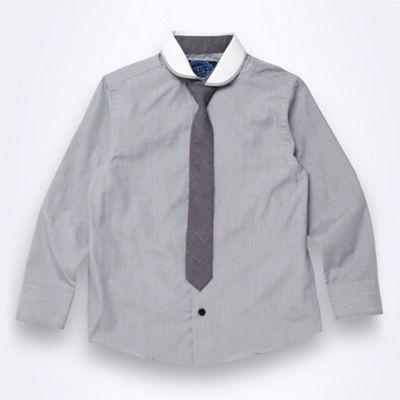 Boy's grey shirt and chambray tie set                                                                                           