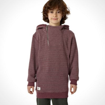 Designer boy's wine ribbed striped hoodie                                                                                       