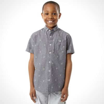 Designer boy's blue chambray anchor shirt                                                                                       