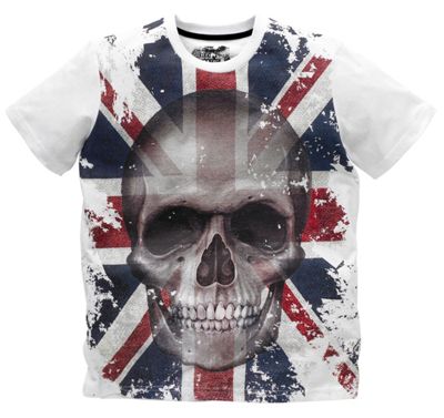 Red Herring White Union Jack skull t-shirt