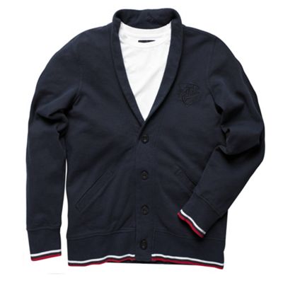 Navy jersey cardigan and t-shirt set