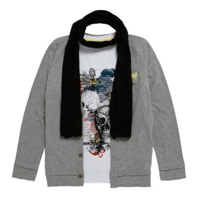 Red Herring Grey t-shirt, cardigan and scarf