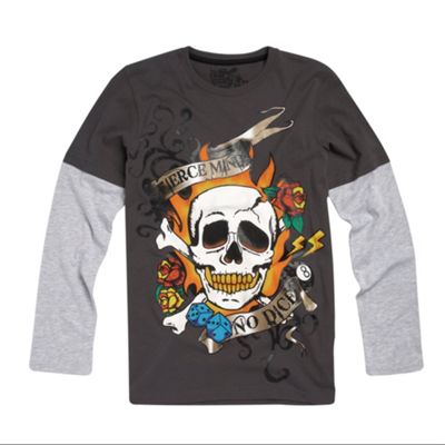 Dark grey fierce dice long sleeve t-shirt