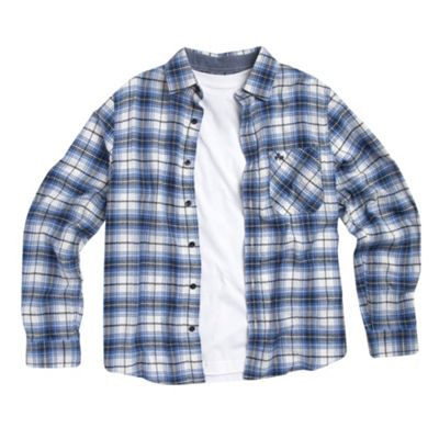 Blue check long sleeved shirt and t-shirt