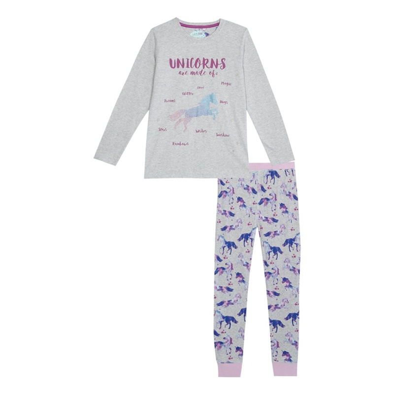 bluezoo - Girls' Grey Unicorn Print Pyjama Set Review