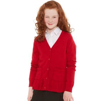 Debenhams Girl's red school uniform peplum cardigan- at Debenhams