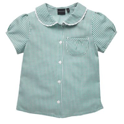 Green gingham blouse