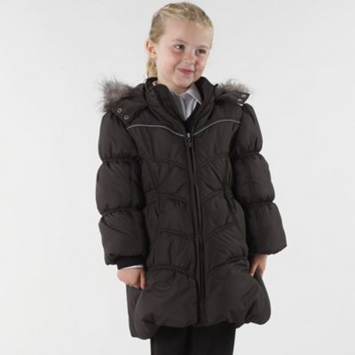 Girls black padded school coat