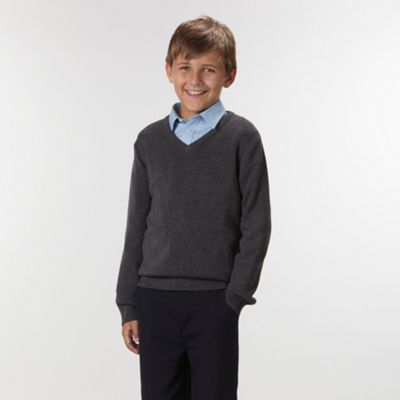 Boys Grey Wool Rich School Jumper