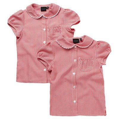 Debenhams Girls pack of two red gingham blouses