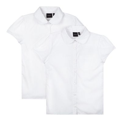 Pack of two girls white fitted school blouses