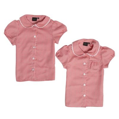 Debenhams Pack of two red gingham girls school blouses