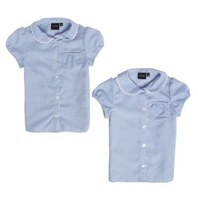 Debenhams Pack of two blue gingham girls school blouses