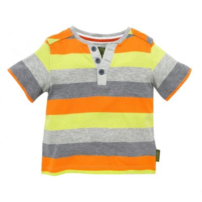 Orange striped v-neck t-shirt