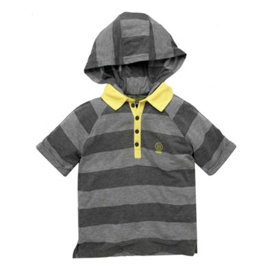 Grey hooded polo t-shirt