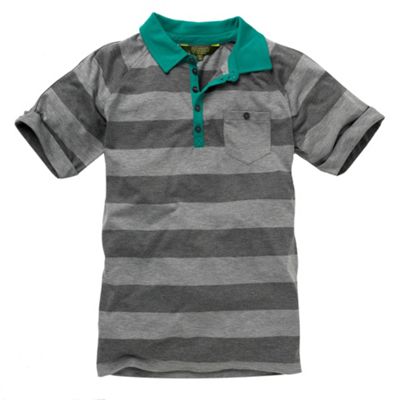 Grey striped polo t-shirt