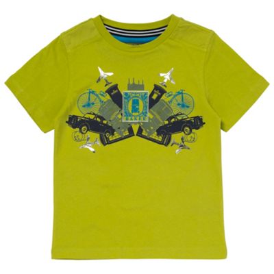 Green vehicle graphic t-shirt