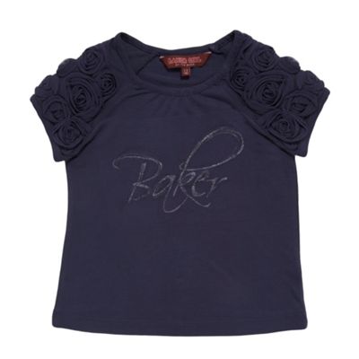 Navy rose logo t-shirt