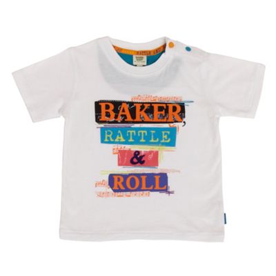 Babys white Rattle and Roll t-shirt