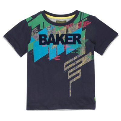 Navy abstract logo boys t-shirt