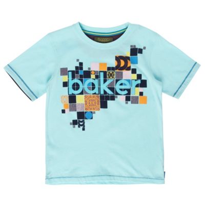 Boys aqua mosaic logo t-shirt