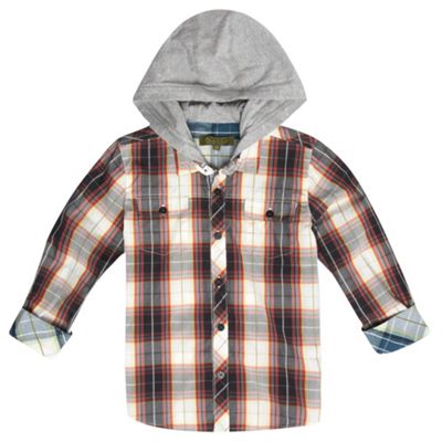 Boys Red Hooded Check Shirt