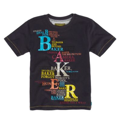 Boys navy filmstrip logo t-shirt