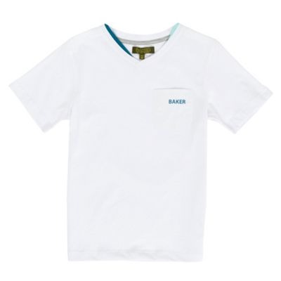 Baker by Ted Baker Boys white asymmetrical insert t-shirt