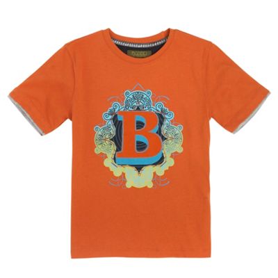 Boys Orange Logo Print T-shirt