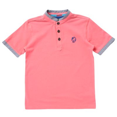 Boys pink textured grandad t-shirt