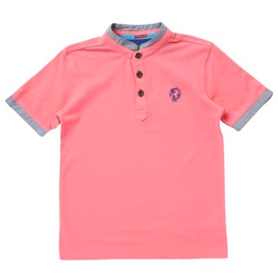 Baker by Ted Baker Boys pink textured grandad t-shirt