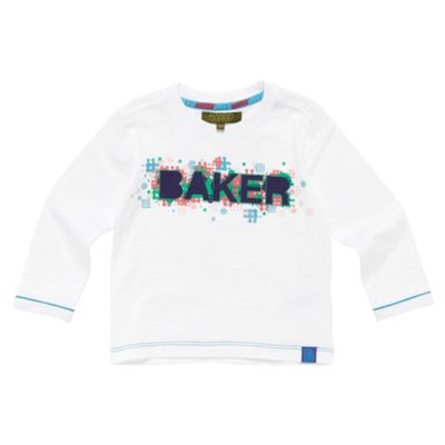 Boys white textured logo t-shirt