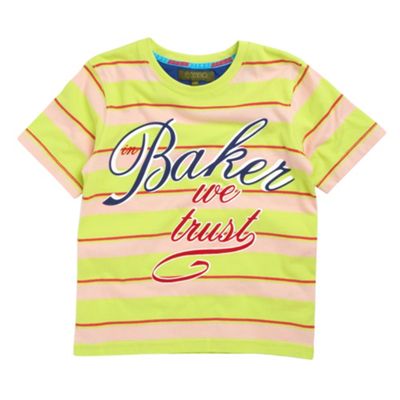 Boys lime striped logo t-shirt