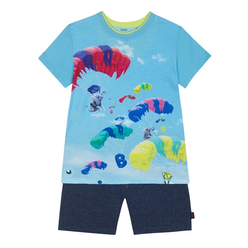 Baker by Ted Baker - 'Baby Boys' Blue Elephant Balloon Print T-Shirt And Textured Shorts Set Review