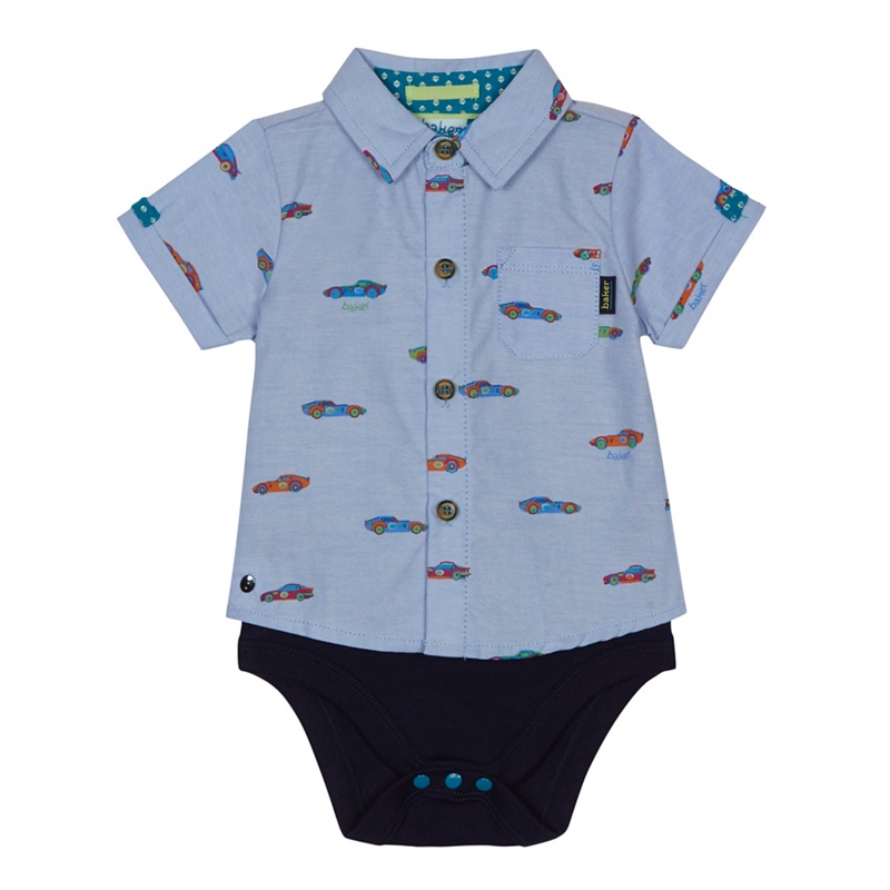 Baker by Ted Baker - Baby Boys' Blue Racing Shirt Print Mock Bodysuit Review