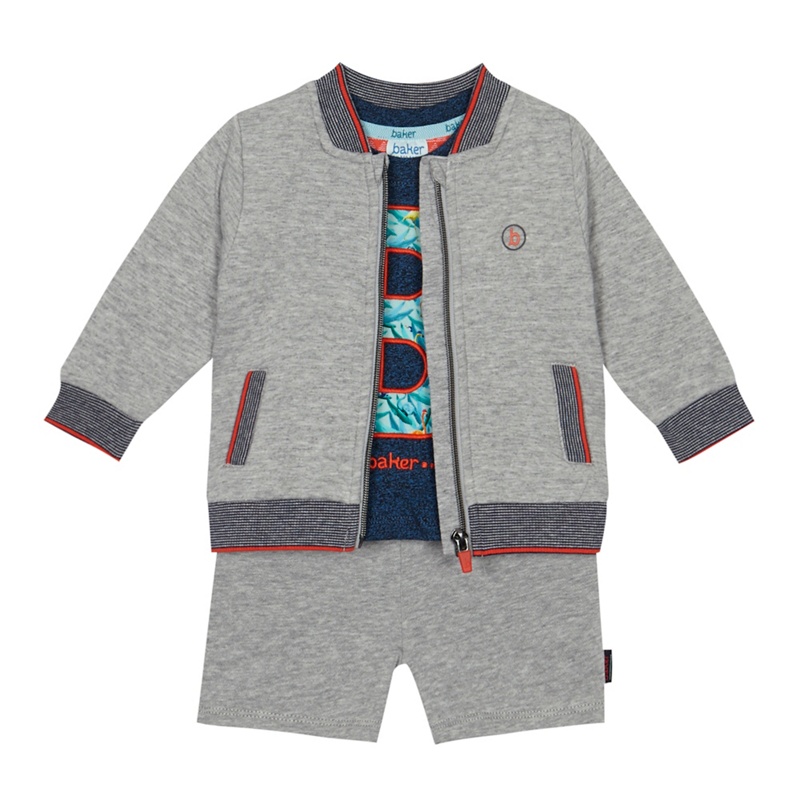 Baker by Ted Baker - 'Baby Boys' Navy Logo Applique T-Shirt, Grey Bomber Jacket And Shorts Set Review