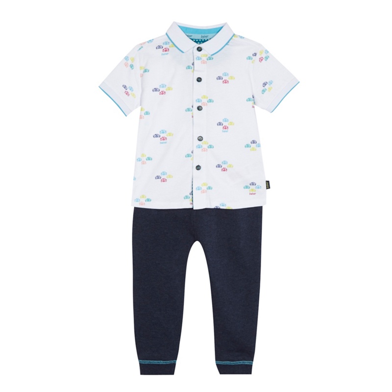 Baker by Ted Baker - Boys' White Car Print Jersey Shirt And Blue Jogging Bottoms Set Review