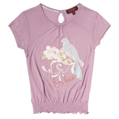 Girls lilac patchwork bird t-shirt