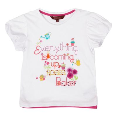 Girls white Coming up Roses t-shirt