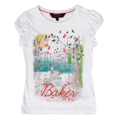 Baker by Ted Baker White forest print girls t-shirt